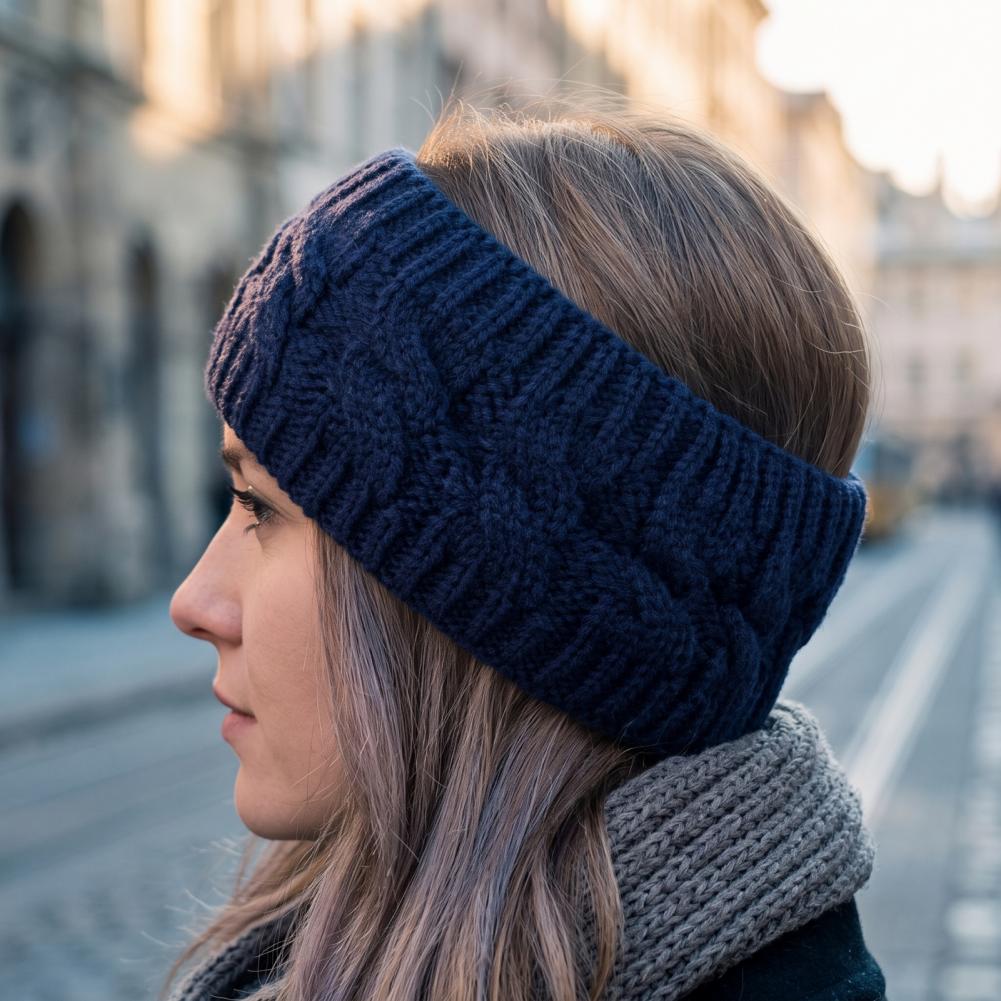 Fleece Ear Warmer Band - Faixa de Cabelo de Inverno Tricotada