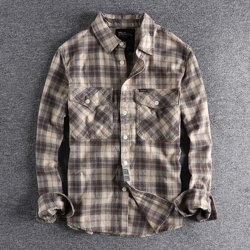 Flannel Shirt Lined - Primavera e outono nova tendência da