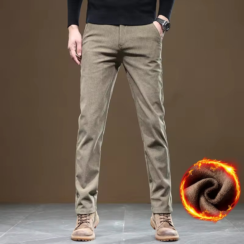 Calças Masculinas Grossas e Qu - Corduroy Pant Warm avaliação e preço