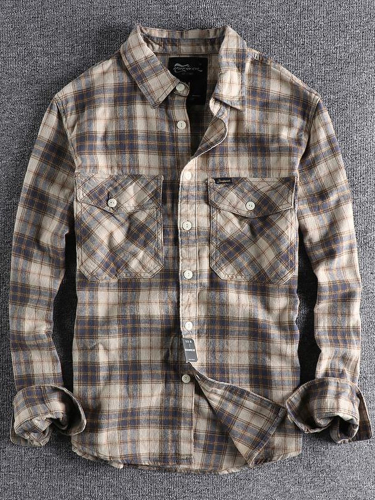Primavera e outono nova tendên - Flannel Shirt Lined avaliação e preço